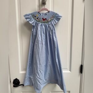 NWOT Remember Nguyen 4T Girls Light Blue Smocked Farm Animal Short Sleeve Dress
